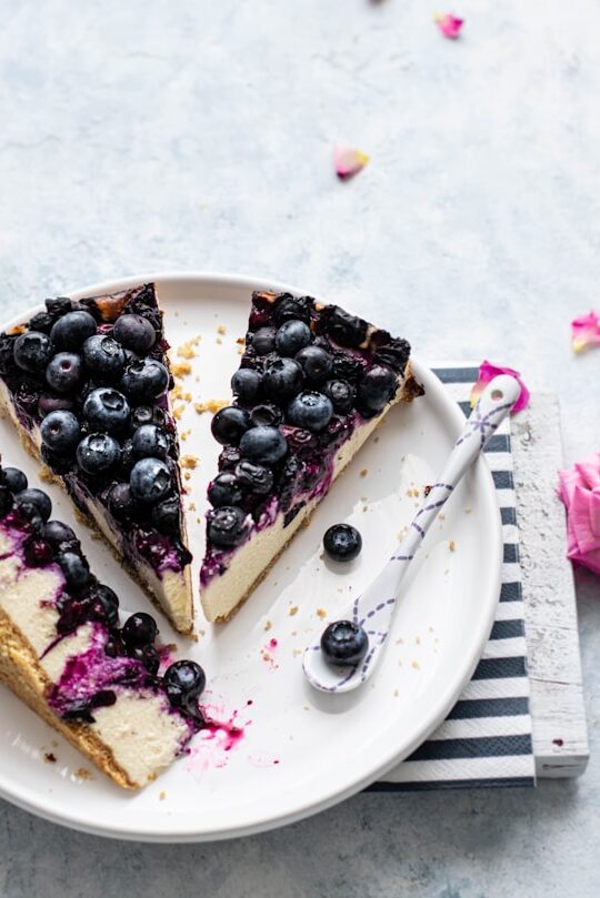 Blueberry Lemon Cheesecake Bars sliced and served